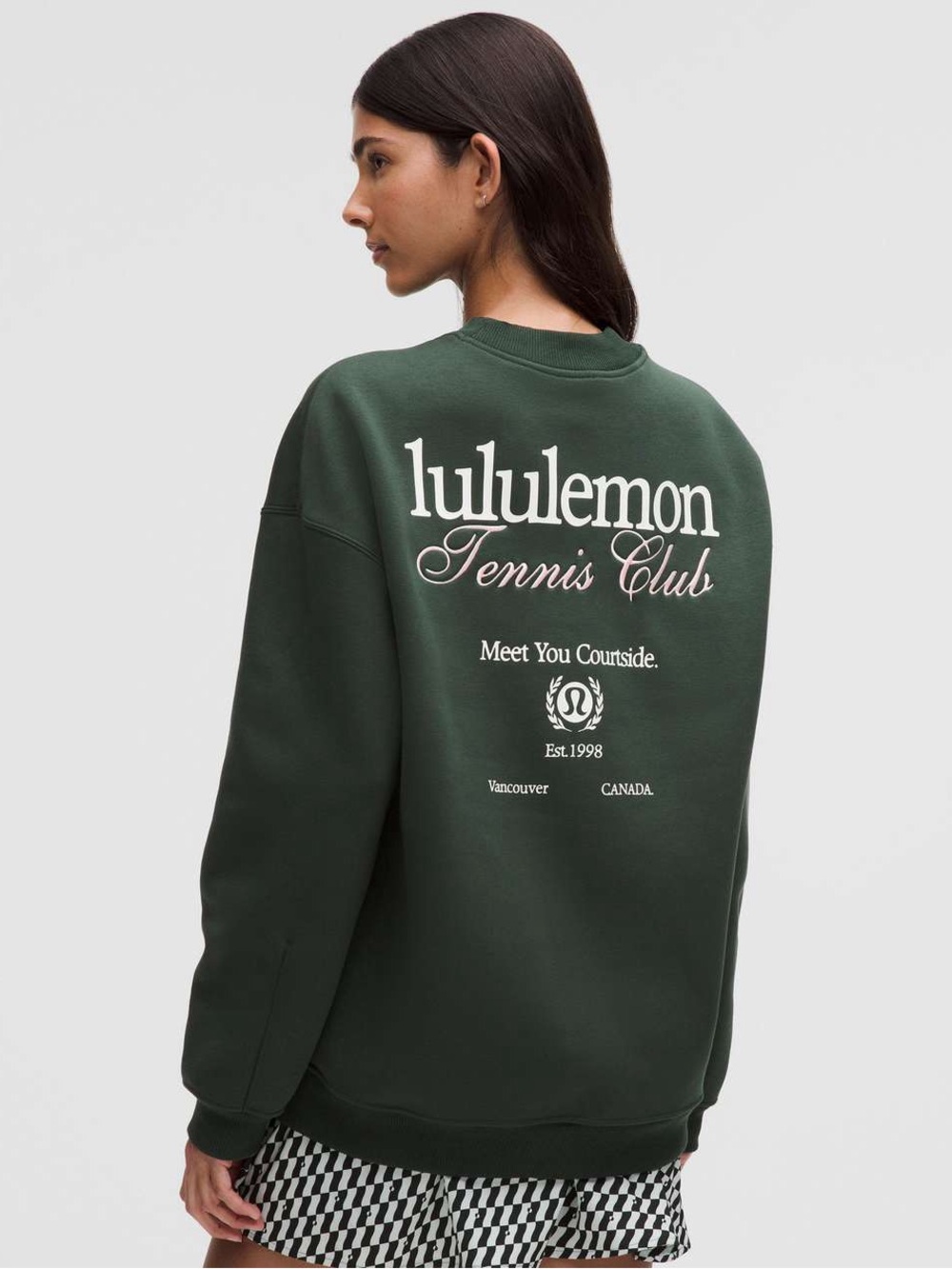 lululemon athletica Forest Green Crewneck Sweatshirt with Tennis Crest